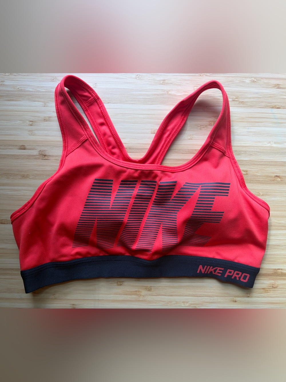 Nike Red and Black Women's Sport Bra (Removable Cups)